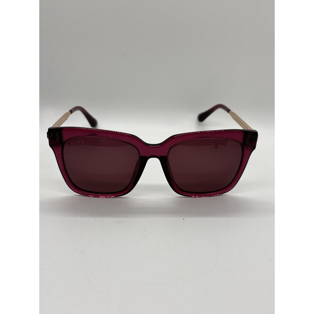 DIFF Eyewear Bella Oversized Square Sunglasses Pink Burgundy Gold w Case EUC!